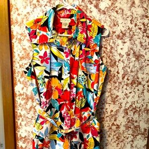 Summer Dress, Sleeveless, Button Front w/Belt, 16